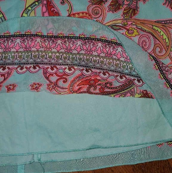 Midnight Doll Teal and Pink Paisley Halter Dress - Picture 5 of 9